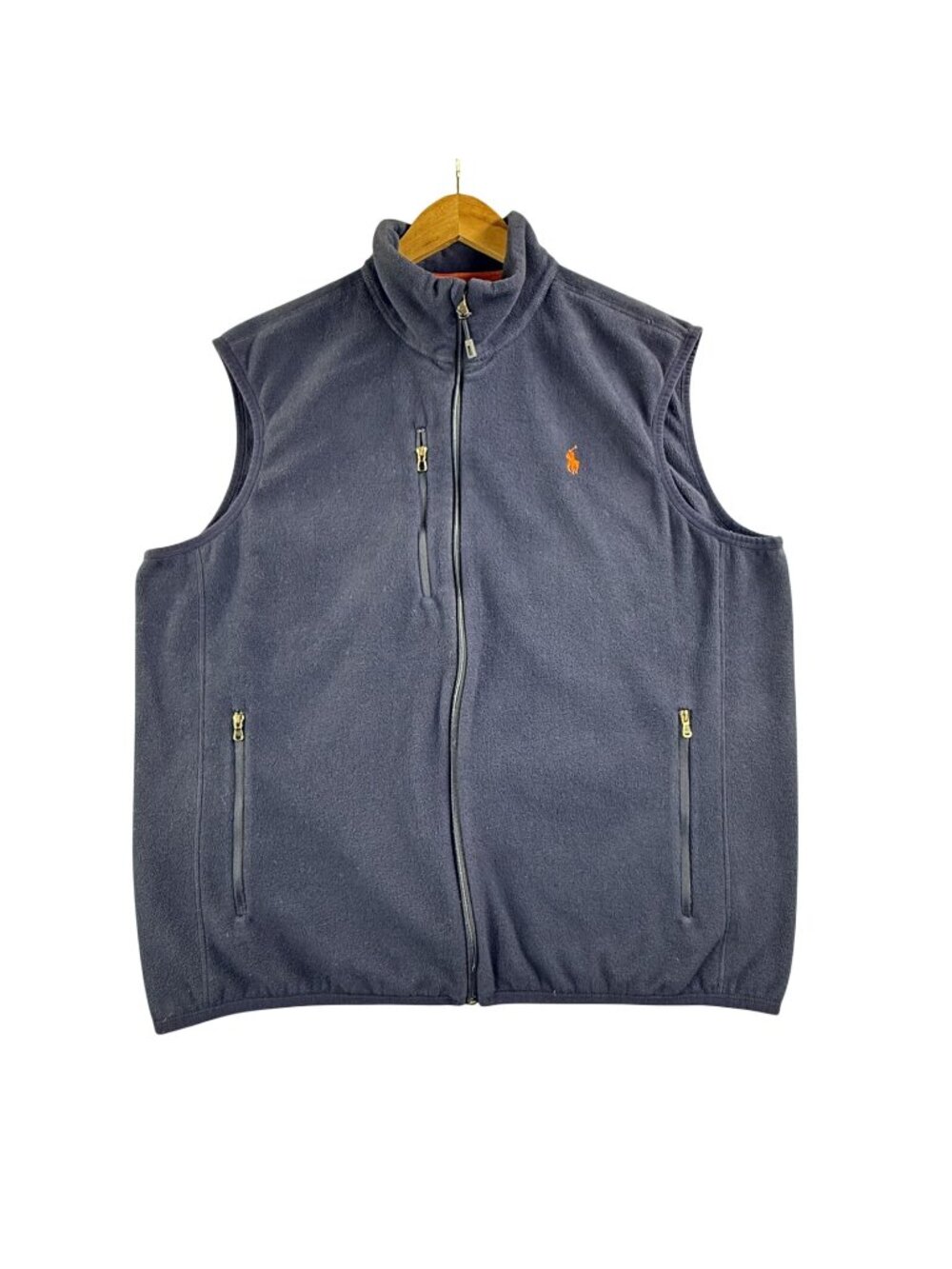 Polo Ralph Lauren Vest Mens XL Blue Performance Fleece Full Zip Pockets Outdoor